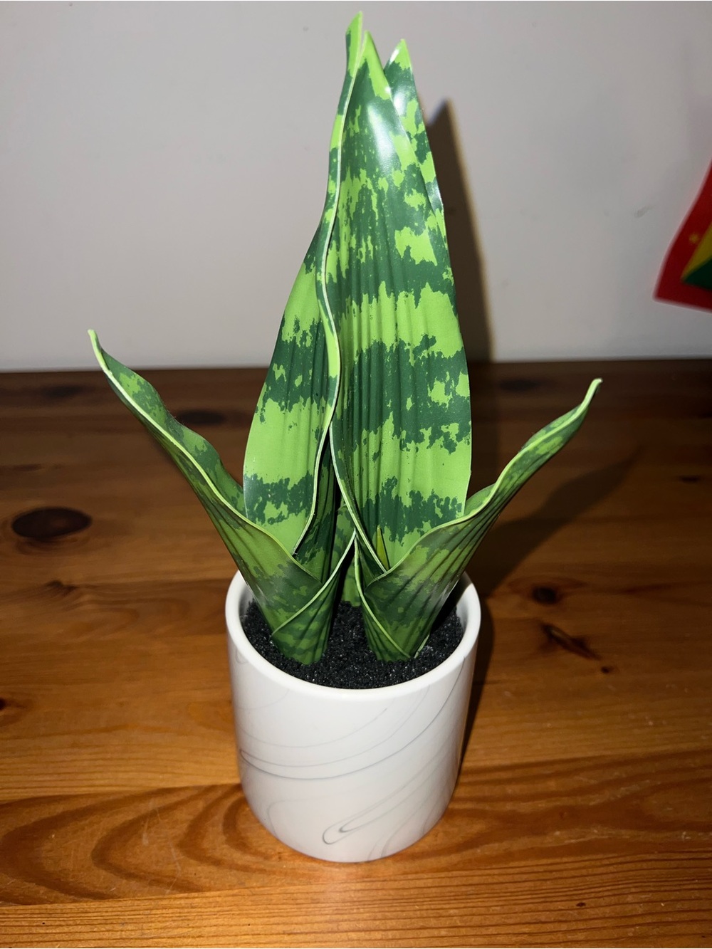 Artificial Snake Plant in White Ceramic Pot - Green